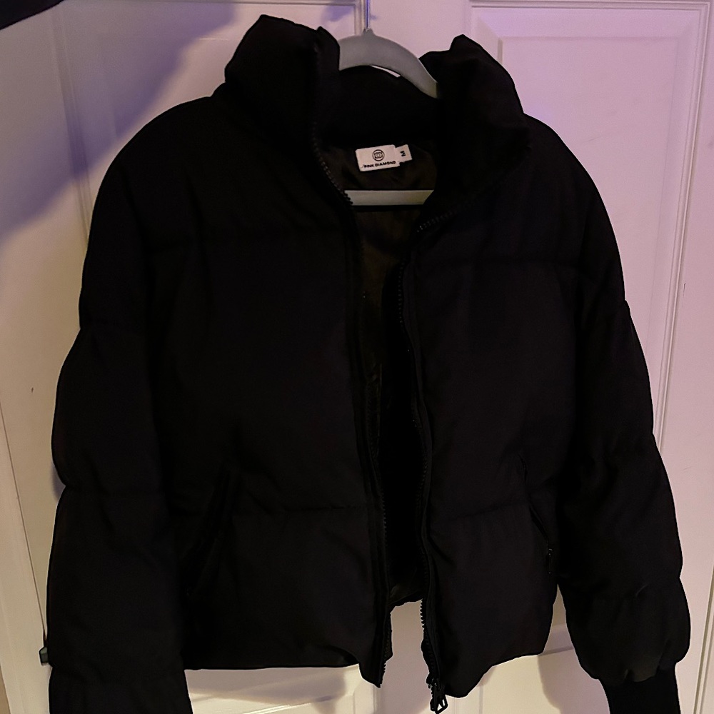 Pink Diamond Cropped Puffer Jacket